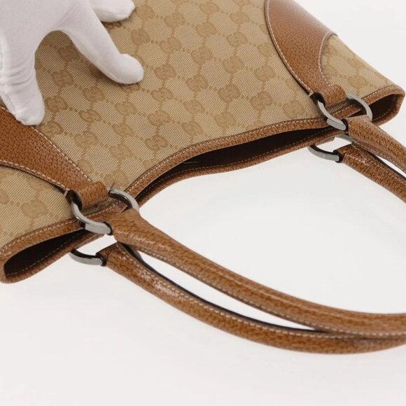 GUCCI GG Canvas Tote Bag Beige Brown 113015 Auth am9499V - Picture 8 of 16